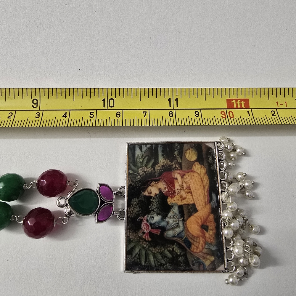 ‘Symbol of Love’ Radha Krishna Pearl Elegance Handcrafted Necklace Set - Picture 6 of 10